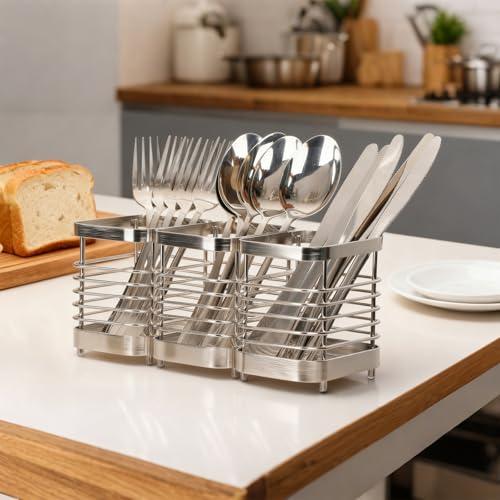 Utensil Holder, Stainless Steel Utensil Drying Rack for Kitchen Counter - color: 3 Small, Silver