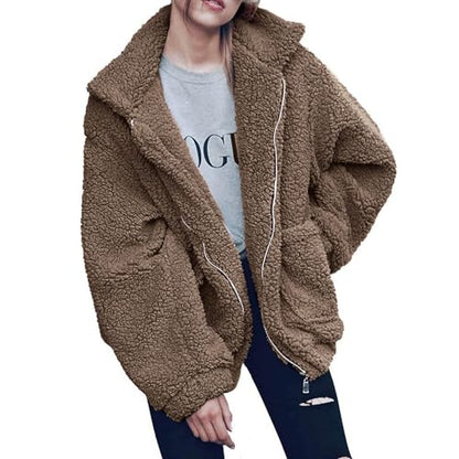 PRETTYGARDEN Women's Oversized Sherpa Fleece Coats - color: Coffee, size: Large