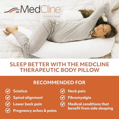 MedCline J-Shaped Therapeutic Full Length Body Pillow for Side Sleepers - size: Therapeutic