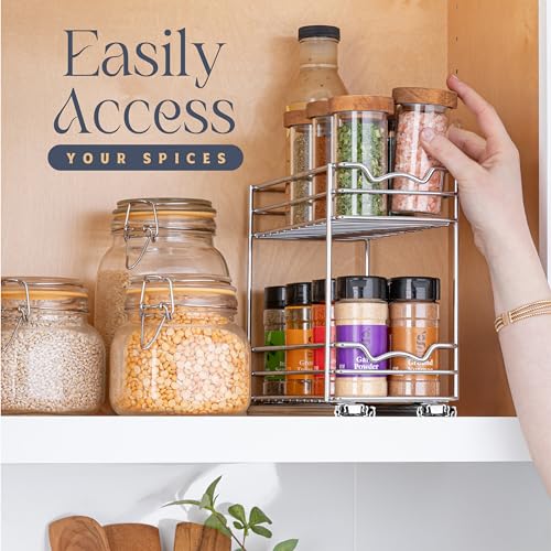 Pull Out Spice Rack for Cabinet, Spice Organizer 4-1/2"W x10-3/8"D x8-7/8"H - size: 4.5 Inch - Double