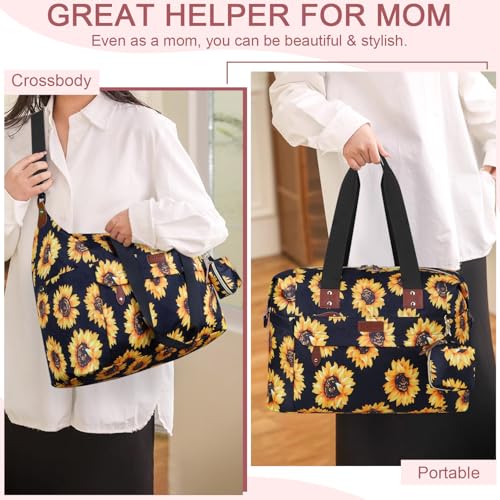 Pritent Diaper Bag Tote Waterproof Maternity Baby Bags with Pacifier Case - color: Sunflower, size: Medium