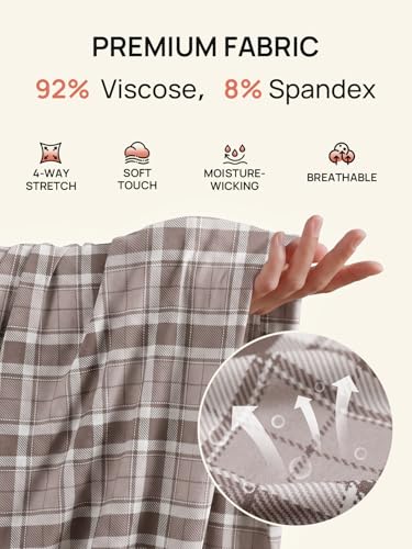 Summer Mae Viscose Maternity Pants Pregnancy Pajama Lounge Pant with Pocket - color: Grey Plaid, size: Medium