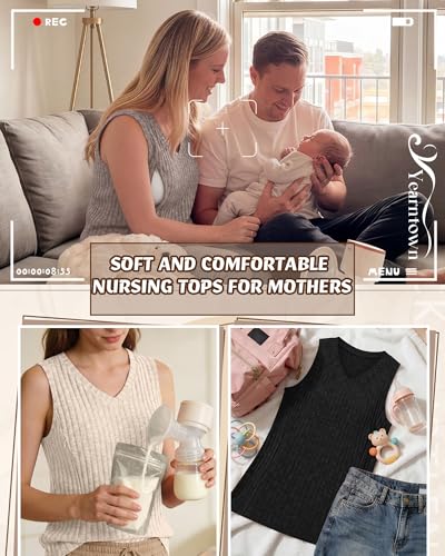 3 Pack Women's Nursing Tank Tops - color: Coffee, Apricot, Black, size: X-Large