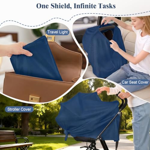 Basumee Nursing Cover for Breastfeeding Breathable Mesh 360 Full Privacy - color: Navy Blue, size: 1 Pack