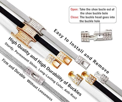 Elastic No Tie Shoe Laces with Bling Diamond Locks & Charms for Women's Sneakers - color: 08 Light Grey- Silver