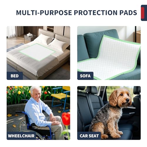 BIGGMED Extra Large Bed Pads with Adhesive Strips 40'' X 36'', 30 Count - size: 40"x36"- 30 Count (with Adhesive Stripes)