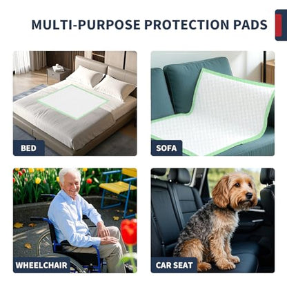 BIGGMED Extra Large Bed Pads with Adhesive Strips 40'' X 36'', 30 Count - size: 40"x36"- 30 Count (with Adhesive Stripes)
