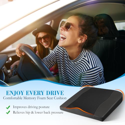 Lofty Aim Car Seat Cushion, Memory Foam Car Seat Cushions for Long Driving - color: Black