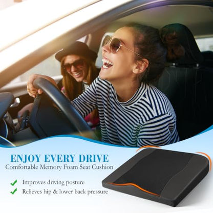 Lofty Aim Car Seat Cushion, Memory Foam Car Seat Cushions for Long Driving - color: Black