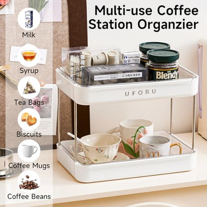 UFORU Countertop Coffee Station Organizer,Cup Rack,Mug & Wine Glass Holder - color: White
