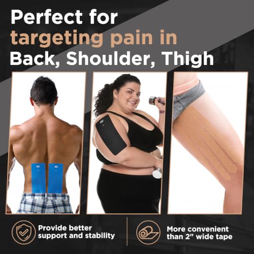 OK TAPE Extra Wide Kinesiology Tape for Shoulder, Back, Precut Strips - color: Beige, size: 2 Rolls