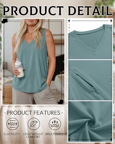 4 Pack Womens Nursing Tank Tops - color: Light Gray, White, Hot Pink, Dusty Blue, size: Large