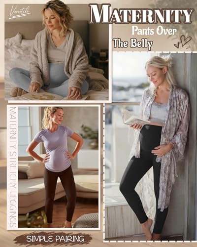 3 Pack Women's Maternity Pants Home Lounge Pajamas - color: Black, Heather Gray, Coffee, size: Small