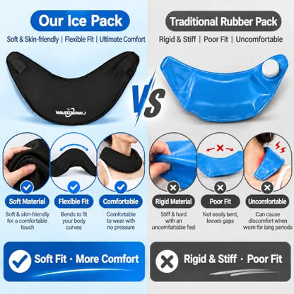 Reusable Neck Ice Pack Wrap - Hot Cold Therapy Gel Pack for Neck Shoulder Pain Relief, Adjustable Velcro Strap, Soft Lycra Fabric, Flexible Cervical Cold Compress for Injuries Recovery