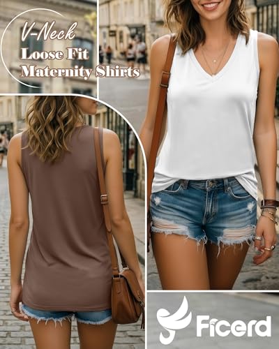 Ficerd 3 Pack Women's Nursing Tank Tops - color: Black, White, Coffee, size: Medium
