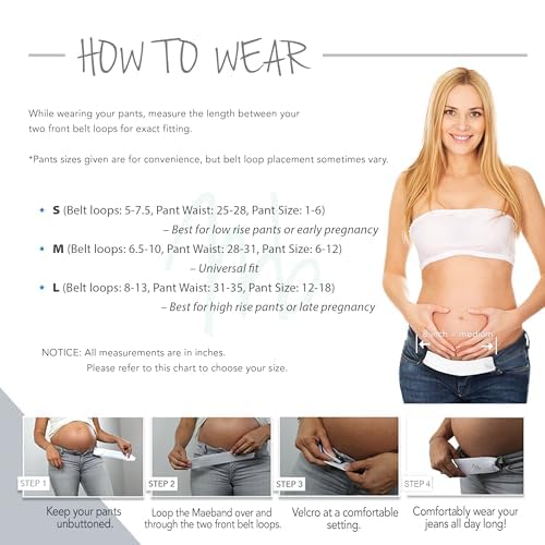 Maeband Maternity Belly Band: Pregnancy Belt & Jeans Waistband Extender - color: Midnight Black, size: Medium