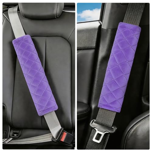 Amooca 2 Pack Seat Belt Covers Soft Shoulder Pad for Cars & Backpack - color: Violet