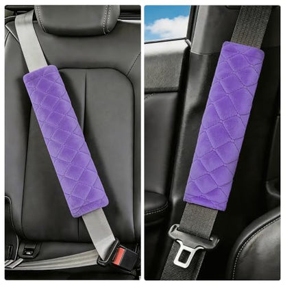 Amooca 2 Pack Seat Belt Covers Soft Shoulder Pad for Cars & Backpack - color: Violet
