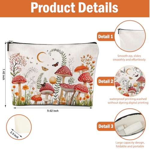 2 PCs Floral Mushroom Makeup Bag Mushroom Gifts Cosmetic Bag - color: Multicolor 0002