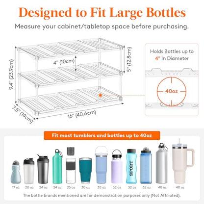 Lifewit Stackable Water Bottle Organizer, Clear Tumbler Holder for Cabinet - size: 3 Tier-12 Bottle
