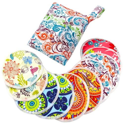 PINOWU Nursing Pads, Large 4.7", 10 Washable Pads - color: Multicolor