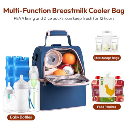 NCVI Breast Pump Backpack, Double Layer Removable, for Spectra/Medela - color: Blue