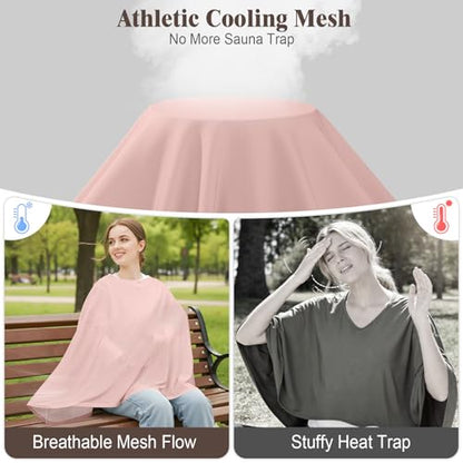 Basumee Nursing Cover for Breastfeeding Breathable Mesh 360 Full Privacy - color: Soft Pink, size: 1 Pack