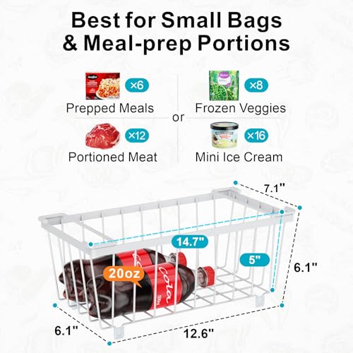 iSPECLE Freezer Organizer - Small Storage Baskets for 7 Cu.Ft, 3 Pack - color: 3-Pack White