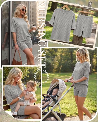 Women's Nursing 2 Piece Outfit Set - color: Light Gray, size: Medium