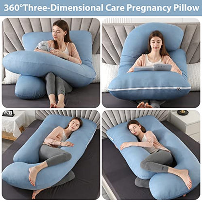 Elover U Shaped Pregnancy Pillow,Full Body Maternity Support - color: Cooling -Haze Blue