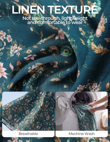 Kate Kasin Womens Summer Fall Boho Maxi Wedding Guest Dresses with Pockets - color: Emerald Green Floral, size: Medium