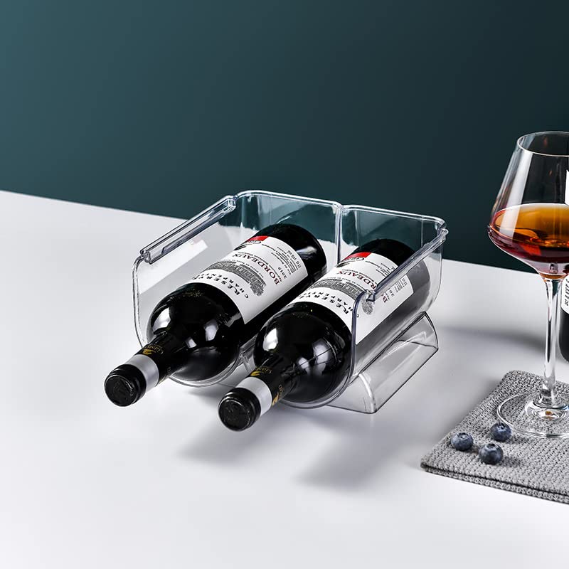 Set of 2 Stackable Tabletop Wine Rack, Free-Standing Counter Top Water Bottle Storage Organizer, Plastic Wine Rack for Kitchen Countertop, Cabinet and Fridge Organization, 2-Bottle 2 Packs - size: 2-Bottle × 2