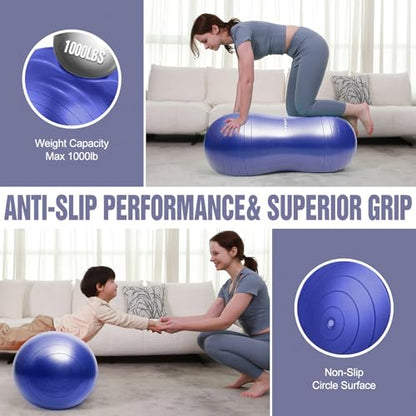 INPANY Peanut Exercise Ball for Labor, Physical Therapy & Fitness - color: Indigo