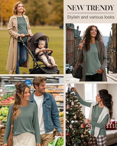 Women's Cotton Modal Maternity Nursing Tops - color: Green, size: X-Large