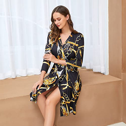 Mommy Robe for Maternity and Receiving Blanket Set ,Matching Mommy Robe - color: Black, size: Medium