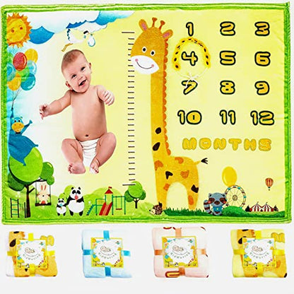 Baby Monthly Milestone Blanket Large 60"x40" Memory Blanket w/Growth Tracker - color: Yellow