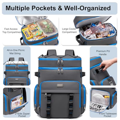 Weitars Insulated Cooler Backpack,Waterproof Soft Cooler Bag 31L/52 Can - color: DarkGray