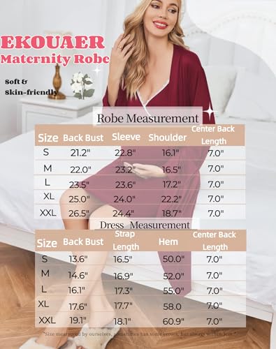 Ekouaer Nursing Nightgown and Maternity Robe Set Labor and Delivery Gown - color: Black Flower, size: Medium