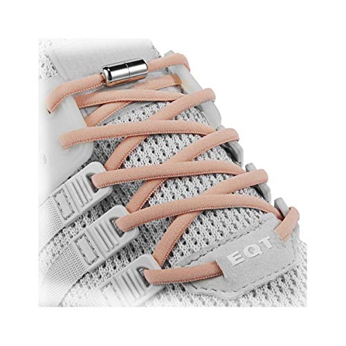 anan520 Elastic No Tie Shoe Laces For Adults,Kids,Elderly,System With Elastic Shoe Laces(2 Pairs) - color: Apricot