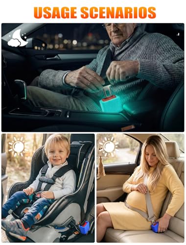 Glow In The Dark Seat Belt Buckle Holder, 2 Pack Silicone Universal - color: Blue