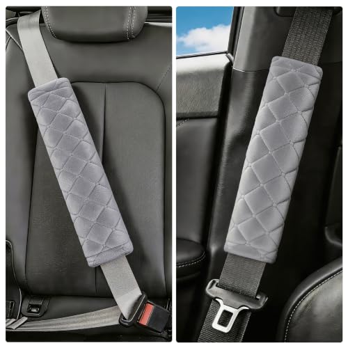 Amooca 2 Pack Seat Belt Covers Soft Shoulder Pad for Cars & Backpack - color: A: Grey