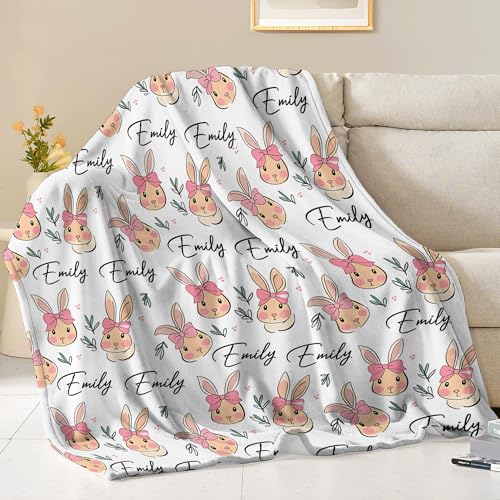 Personalized Blanket with Name, Custom Bunny Blanket for Baby - color: S6