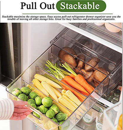 4 Pack Refrigerator Organizer with Pull out Drawer for Refrigerator, Pantry - size: 2 Medium + 2 Extra Large