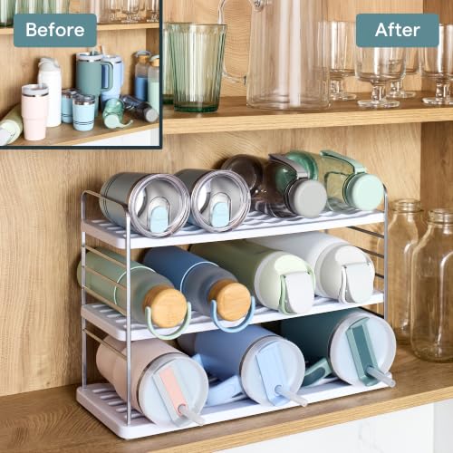 YouCopia UpSpace 12 Water Bottle Organizer, Adjustable Tumbler Cabinet Rack - size: 12 Bottle Premium