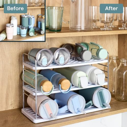 YouCopia UpSpace 12 Water Bottle Organizer, Adjustable Tumbler Cabinet Rack - size: 12 Bottle Premium