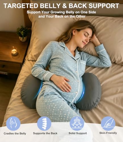 Adjustable Pregnancy Wedge Pillow for Belly & Back Support, Compact Design - color: Dark Gray