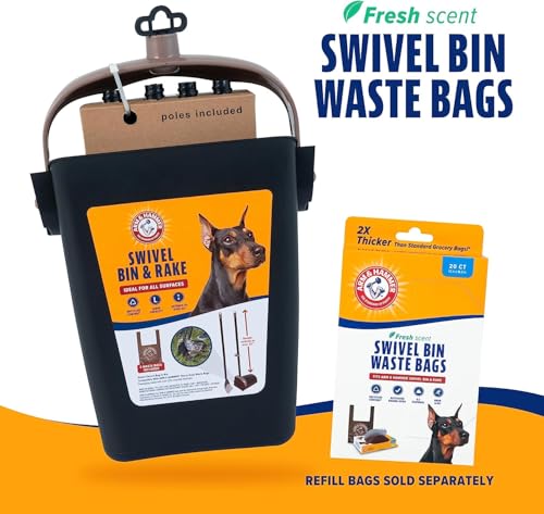 Arm & Hammer Swivel Bin & Rake Dog Pooper Scooper, Includes 2 Waste Bags - size: One Size, style: Swivel and Rake Scooper