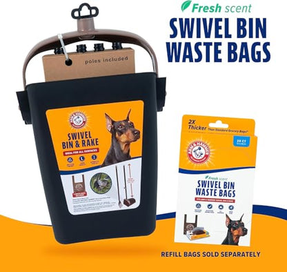 Arm & Hammer Swivel Bin & Rake Dog Pooper Scooper, Includes 2 Waste Bags - size: One Size, style: Swivel and Rake Scooper
