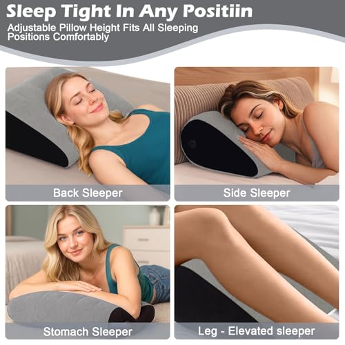 TheClover Portable Inflatable Wedge Pillow Cushion - 2 Pack Body Positioners Foldable Wedge Pillow for Sleeping,Back,Travel,Bed,Leg Elevation with Fast Inflation Deflation(Grey)