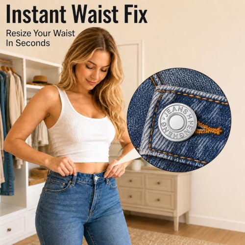Button Extenders for Jeans and Pants - color: 12-pcs Silver Buttons